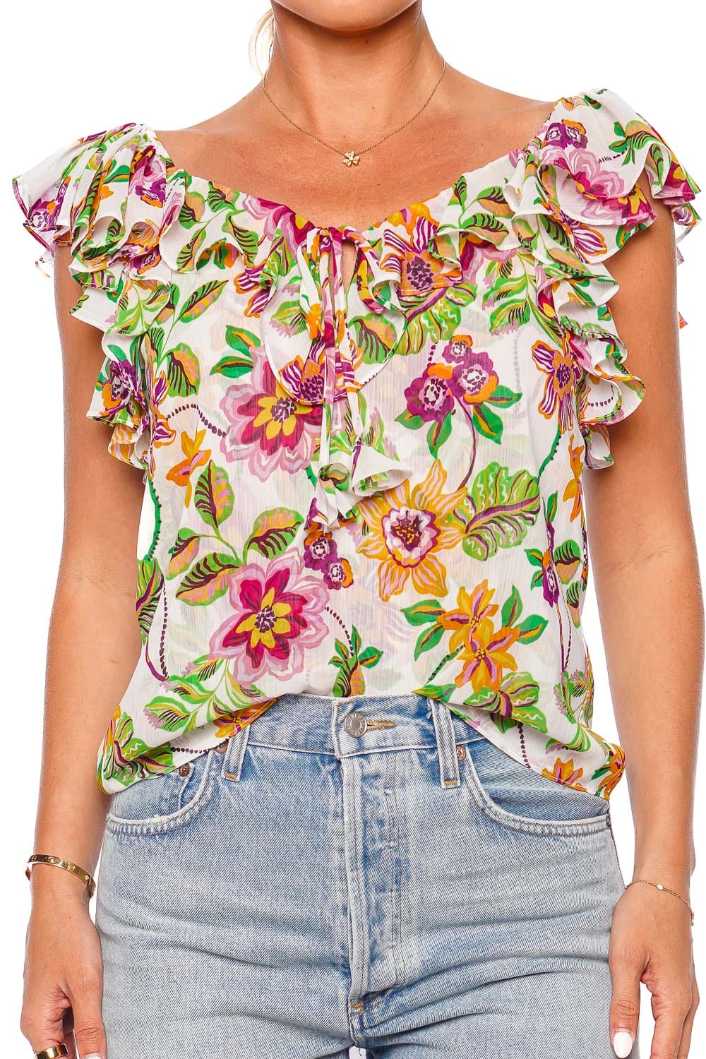 MISA 2024 Floral Bohemean Ruffle Shirt