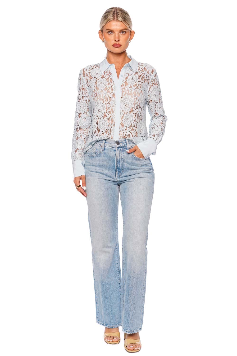 L'AGENCE MAIA LACE BUTTONDOWN BLS 40570KTS ICE WATER