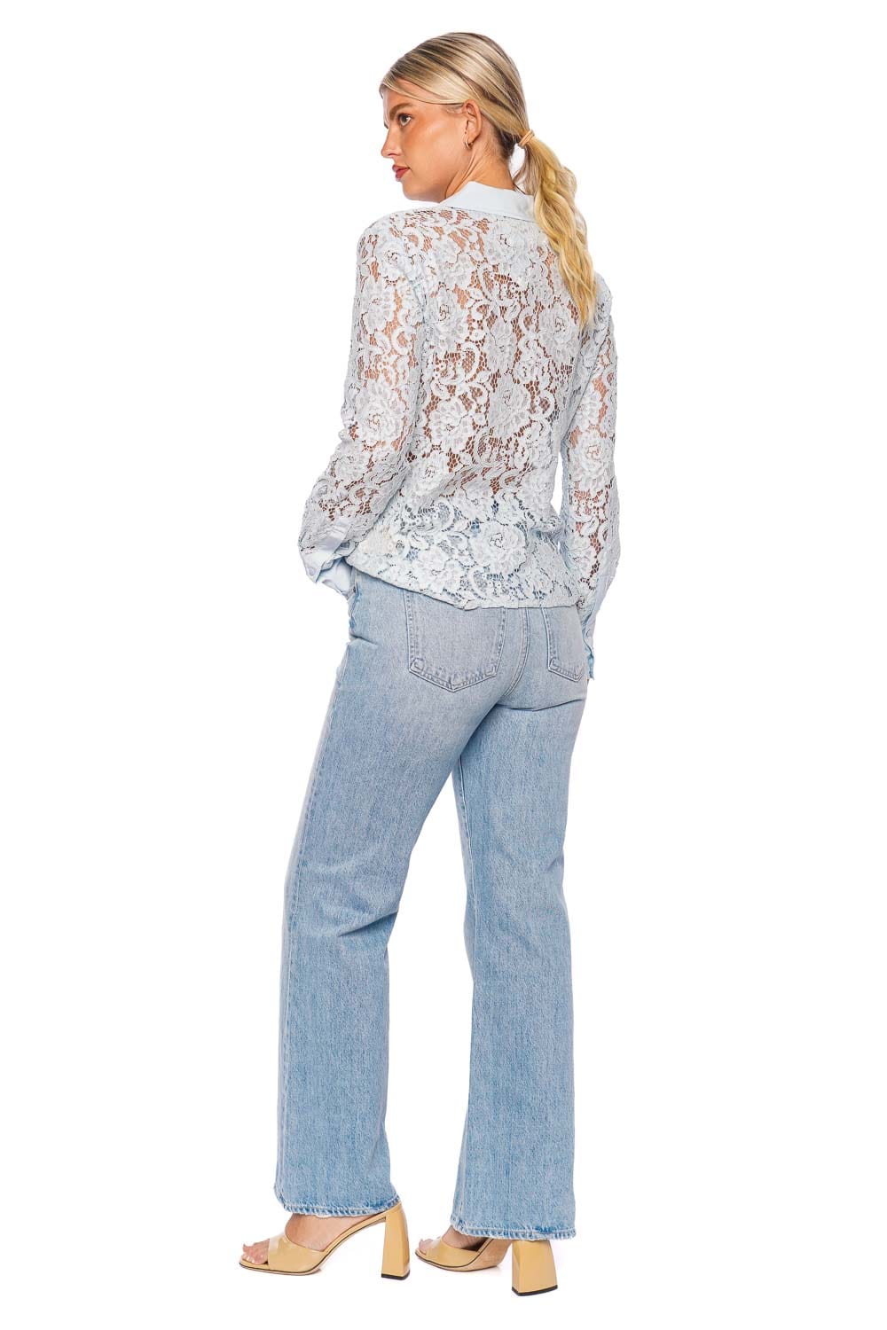 L'AGENCE MAIA LACE BUTTONDOWN BLS 40570KTS ICE WATER
