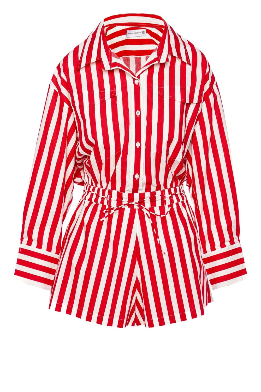 Faithfull The Brand Isole Red Stripe Belted Playsuit
