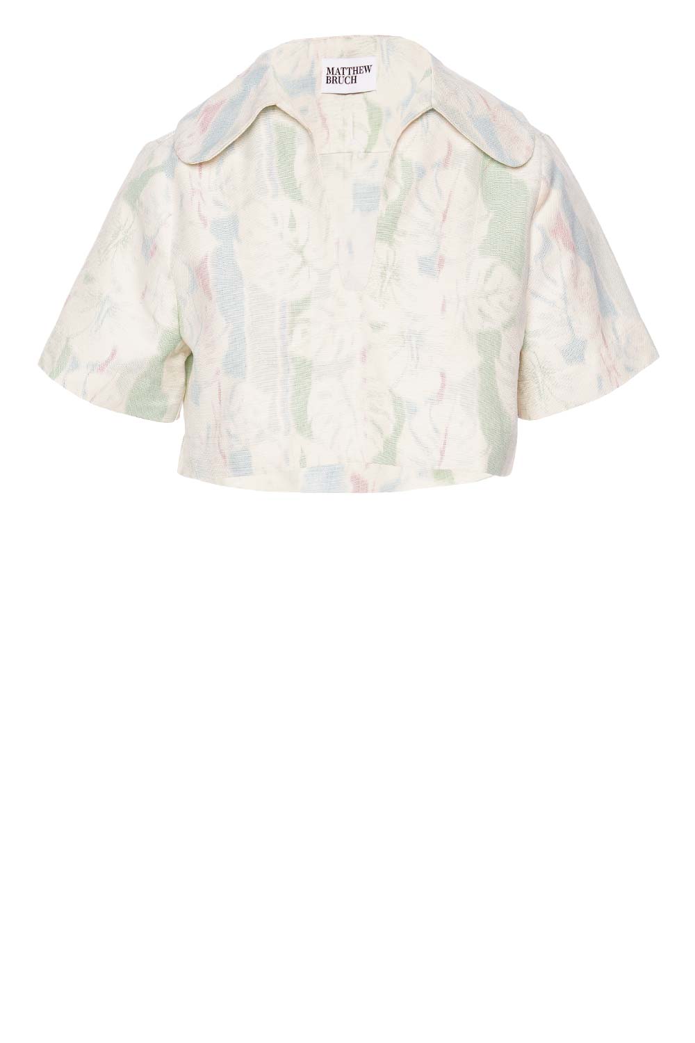 Matthew Bruch Tropical Printed Denim Popover Shirt