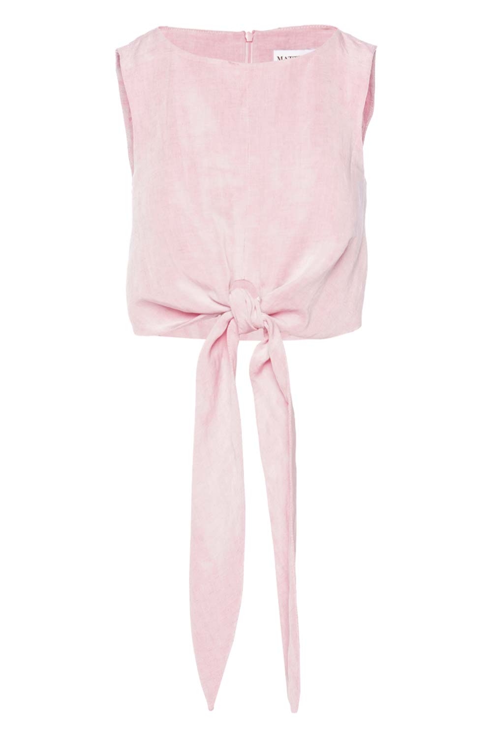 Matthew Bruch Pink Linen Sleeveless Wrap Top