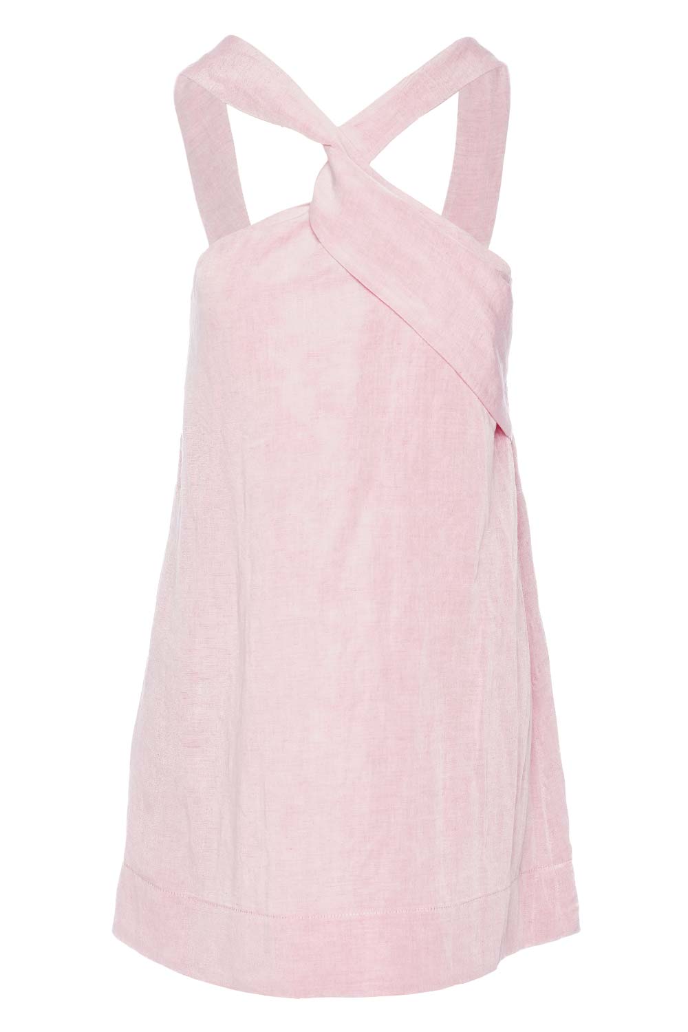Matthew Bruch Pink Linen Twist Mini Shift Dress