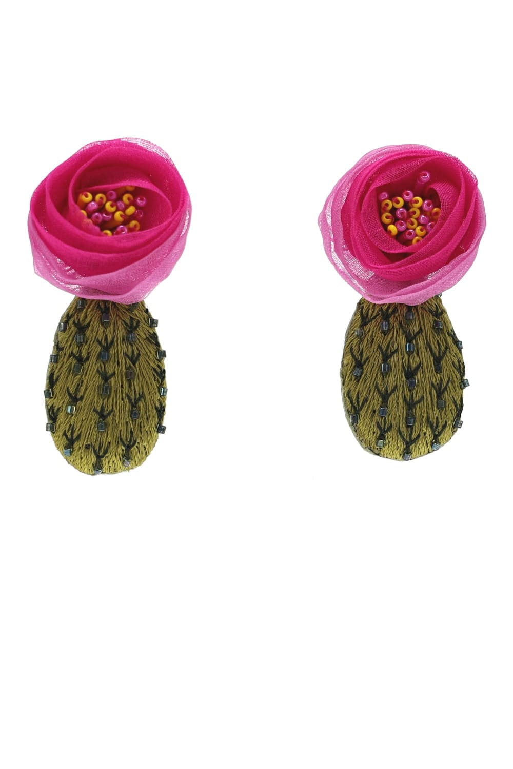 Mignonne Gavigan Cactus Flower Embroidered Earrings