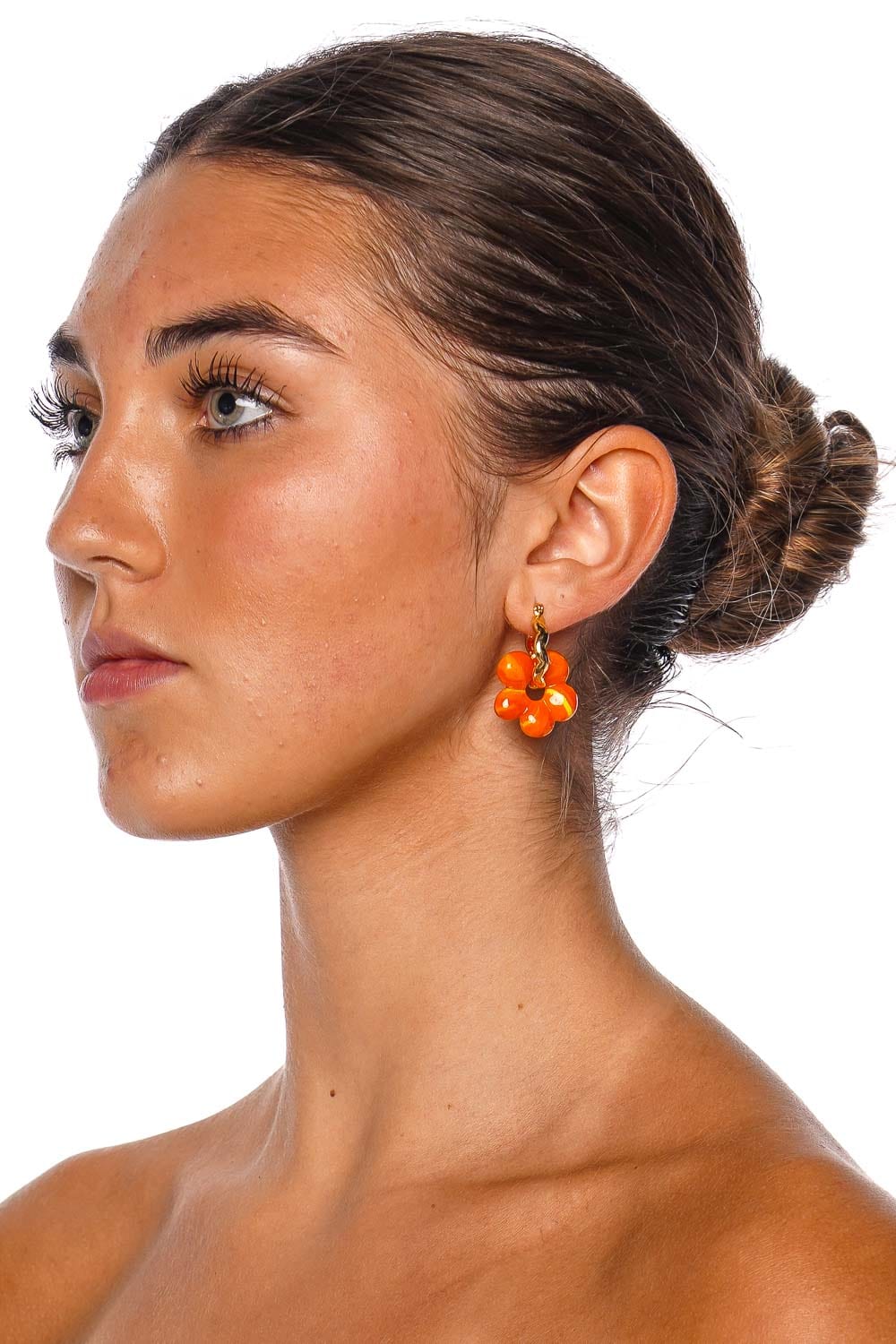 Mignonne Gavigan Aya Orange Floral Hoop Earrings