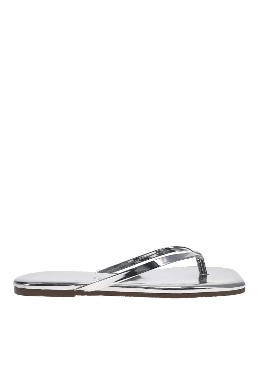 TKEES Lily Mirror Chrome Square Toe Sandal