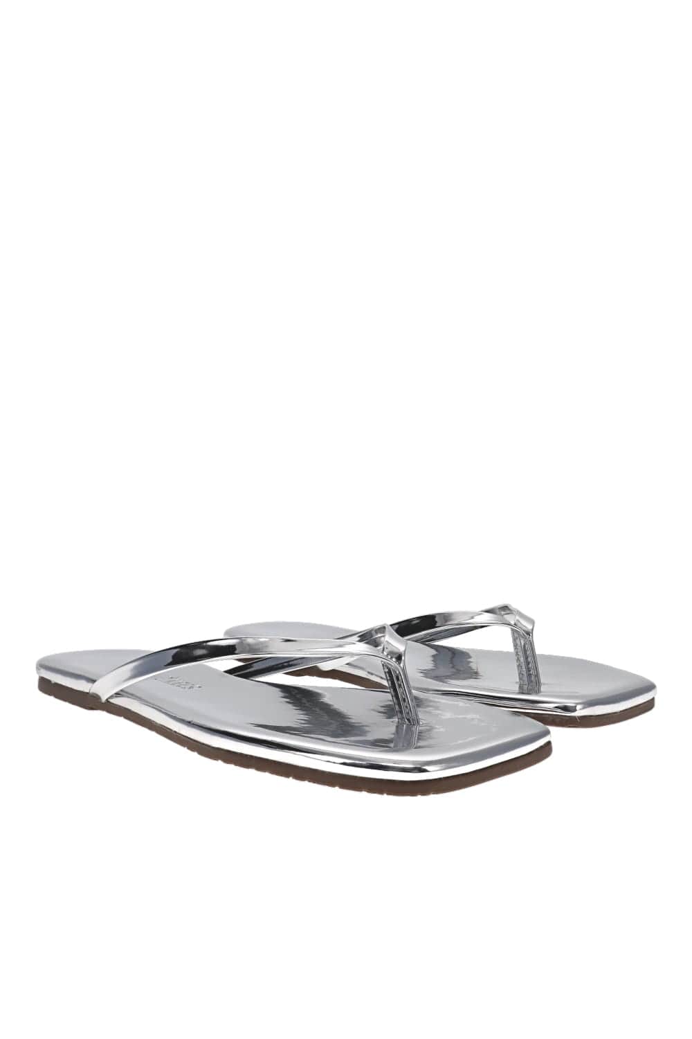 TKEES Lily Mirror Chrome Square Toe Sandal