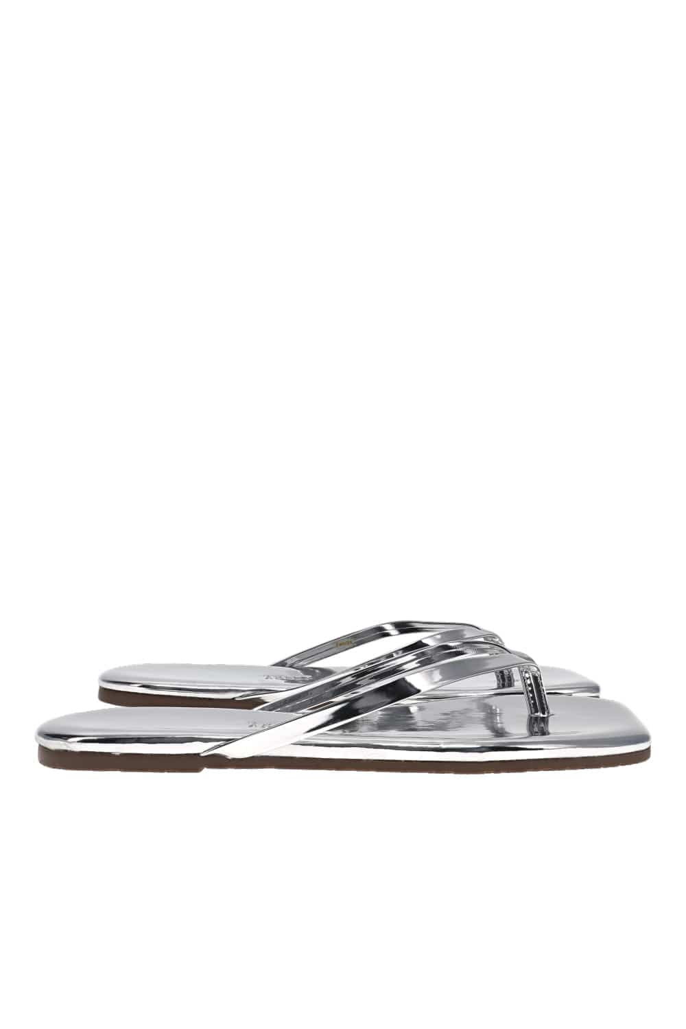 TKEES Lily Mirror Chrome Square Toe Sandal