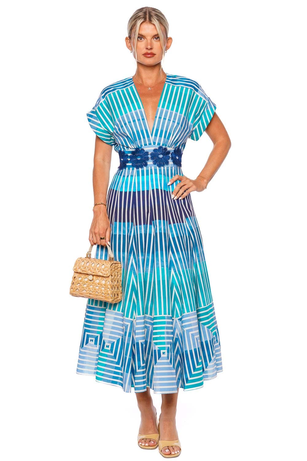 Tela striped midi dress - Blue