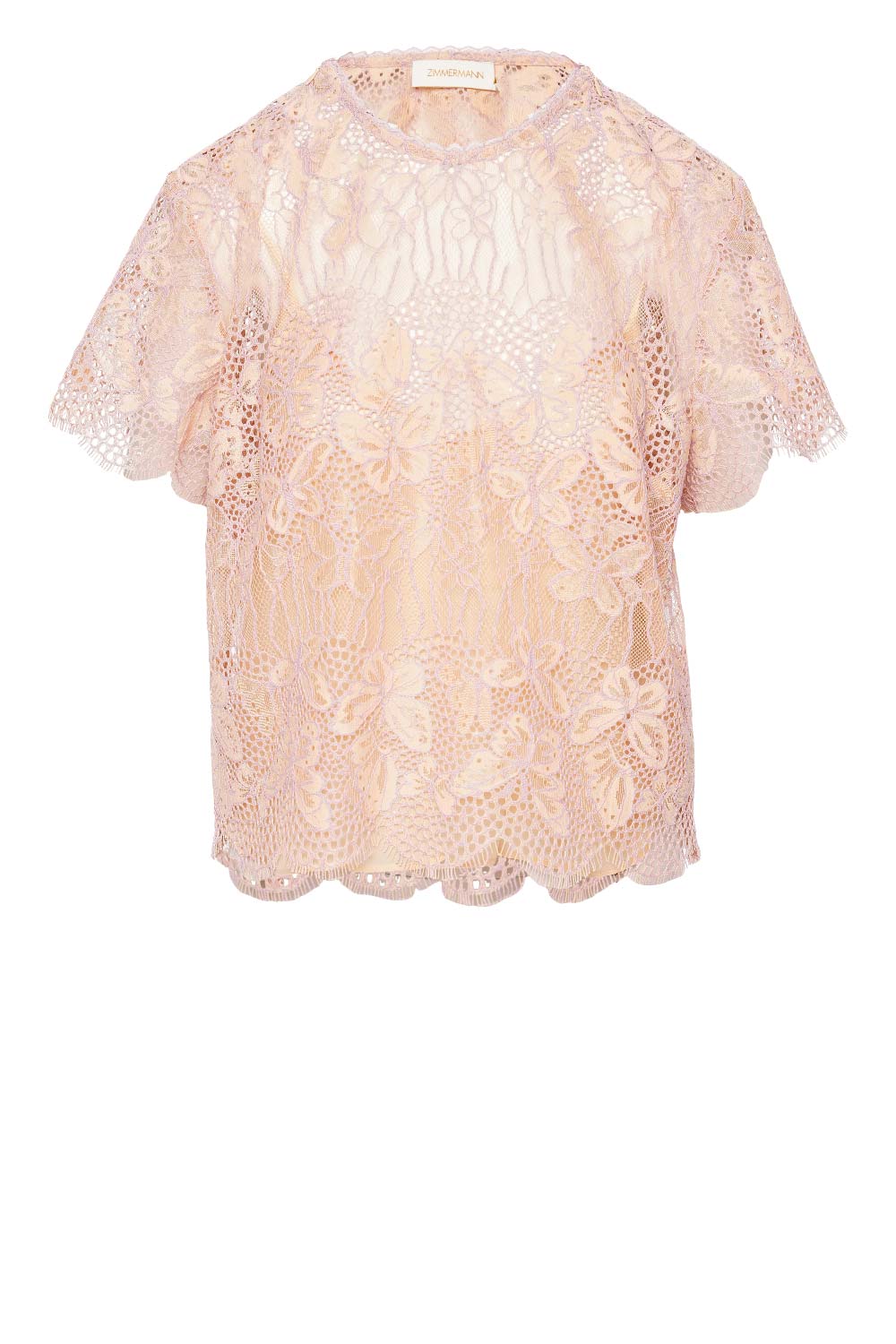 ZIMMERMANN Harmony Orchid Lace Short Sleeve Top