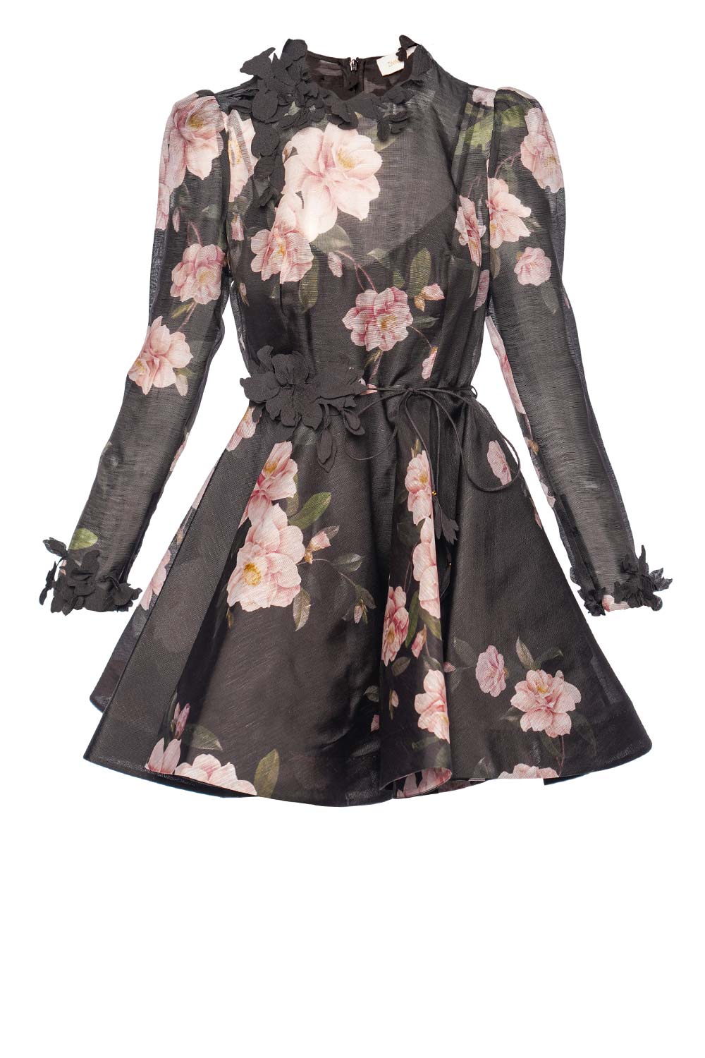 ZIMMERMANN Natura Black Camellia Liftoff Mini Dress