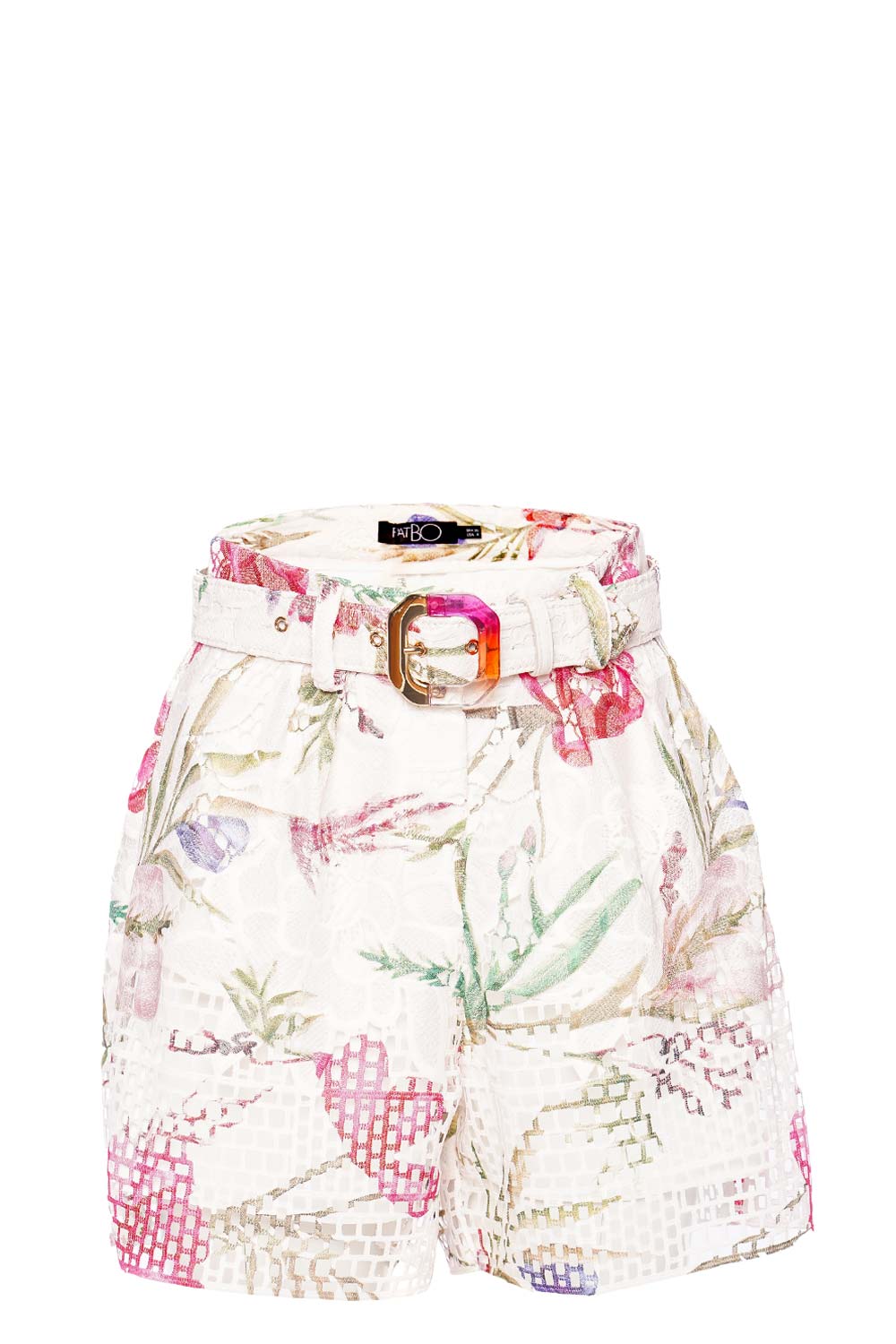 PatBO Viera White Floral Lace Shorts