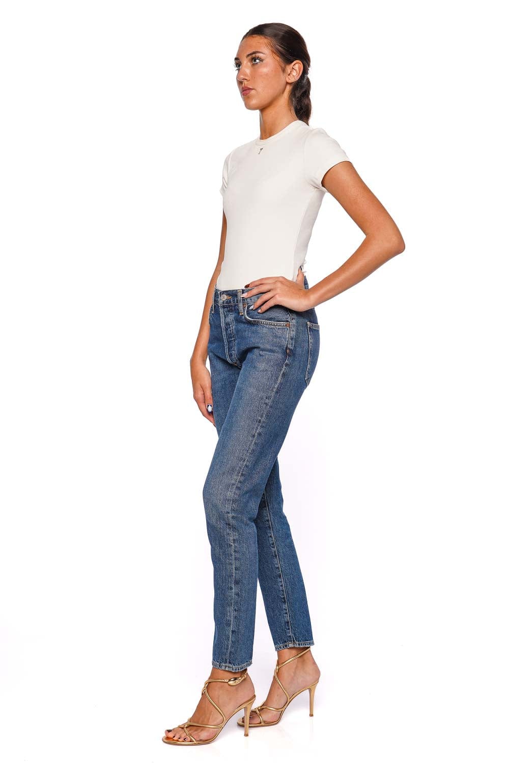 AGOLDE Austin Control Mid Rise Slim Fit Blue Jeans