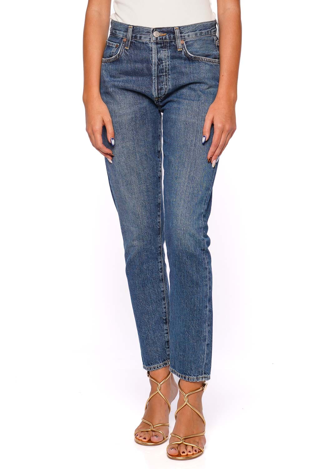 AGOLDE Austin Control Mid Rise Slim Fit Blue Jeans