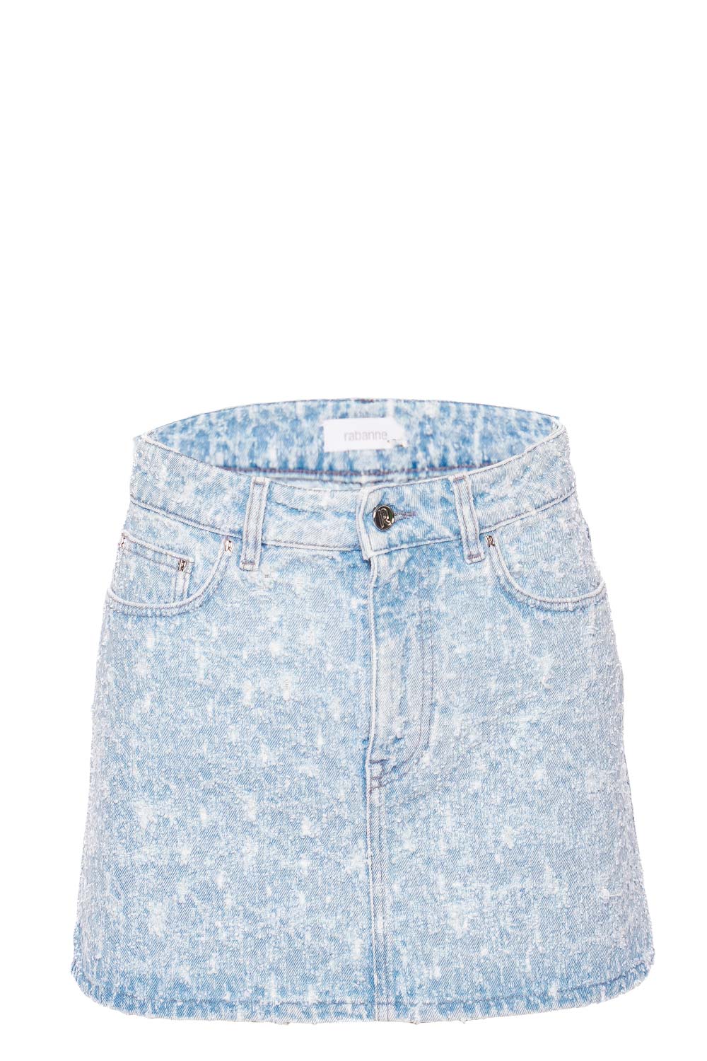 Paco Rabanne Light Wash Textured Denim Mini Skirt