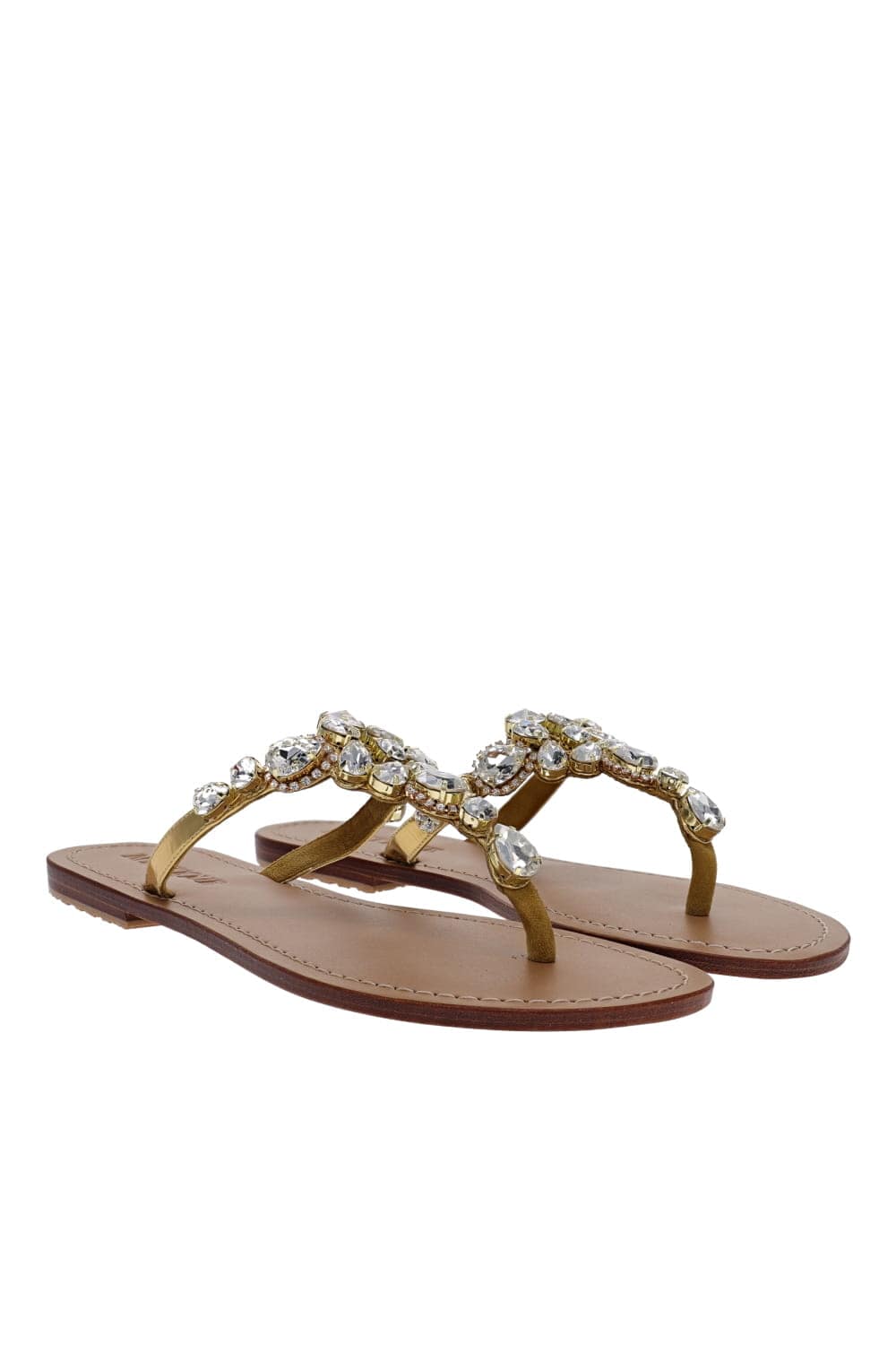 MYSTIQUE Gold Crystal Embellished Sandals