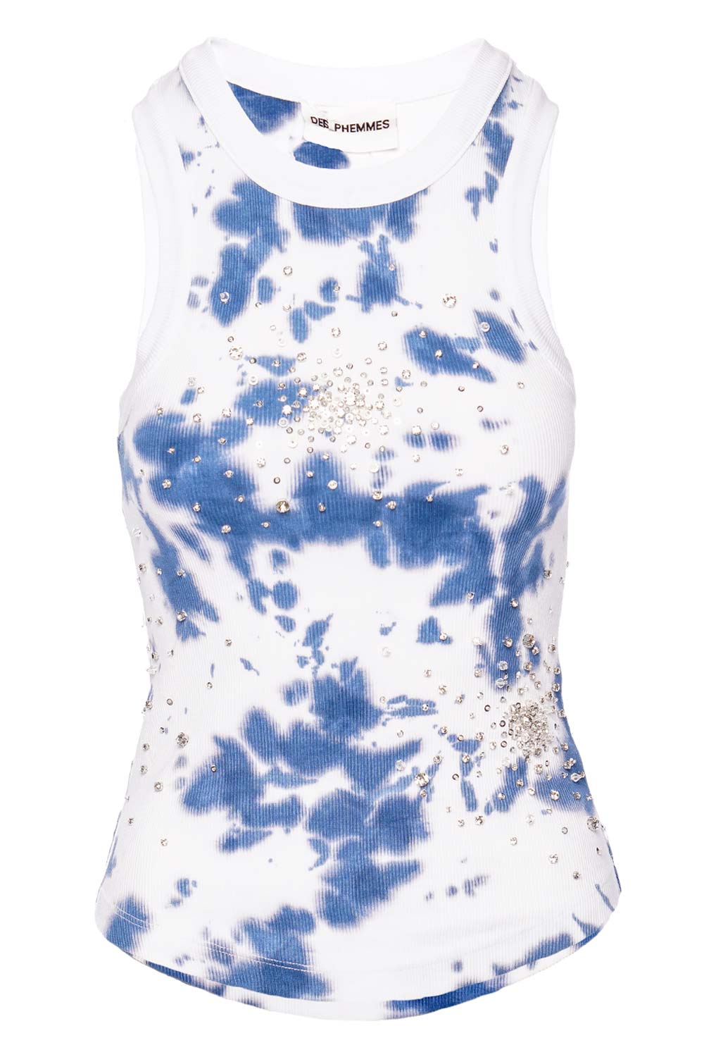 DES_PHEMMES Tie Dye Crystal Embroidered Tank Top