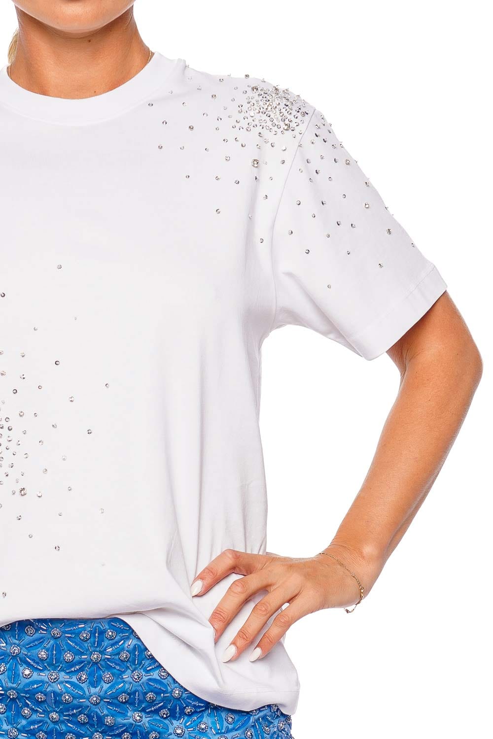 DES_PHEMMES Splash Embroidery T Shirt DP503 WHITE