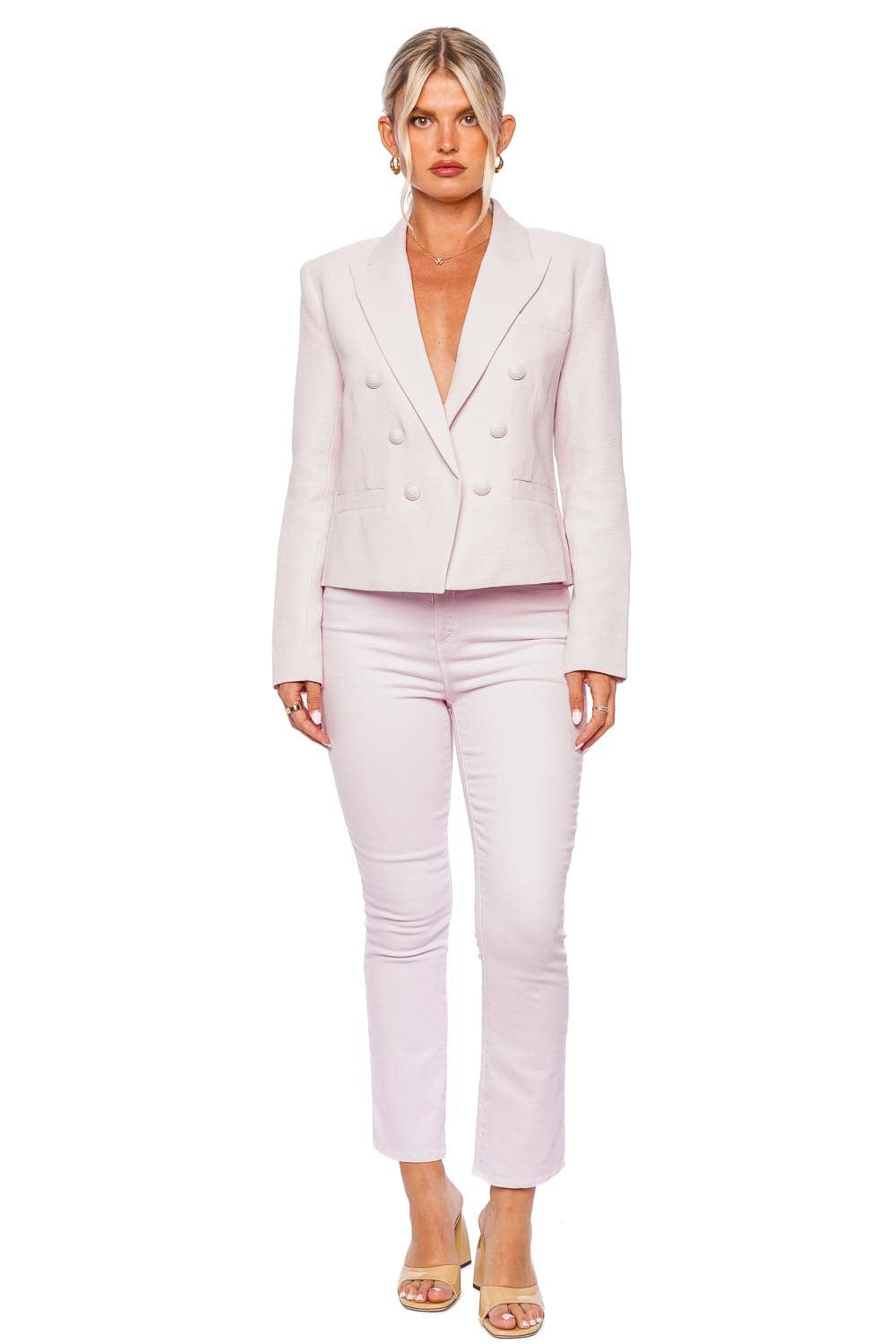 L'AGENCE Brooke Lilac Snow Double Breasted Blazer