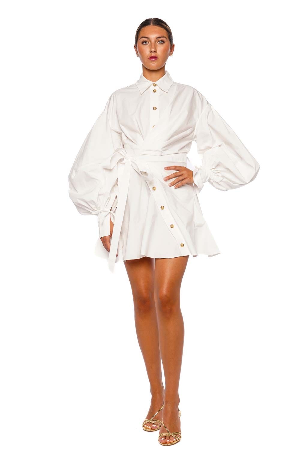 ZIMMERMANN Rebellion Ivory Long Sleeve Wrap Mini Dress