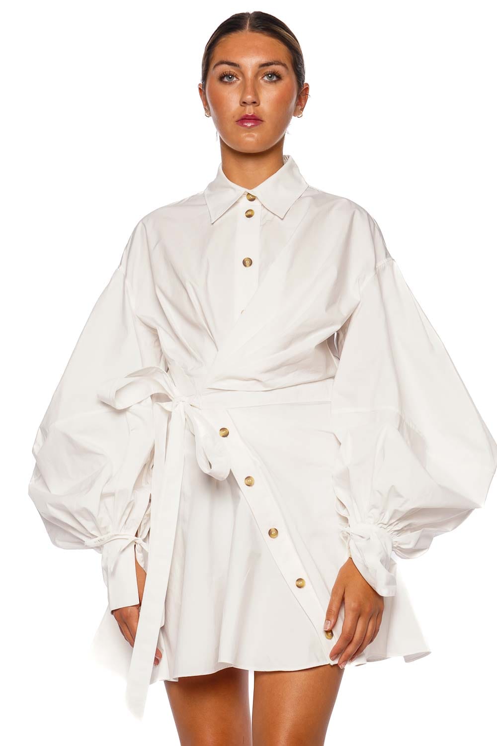 ZIMMERMANN Rebellion Ivory Long Sleeve Wrap Mini Dress