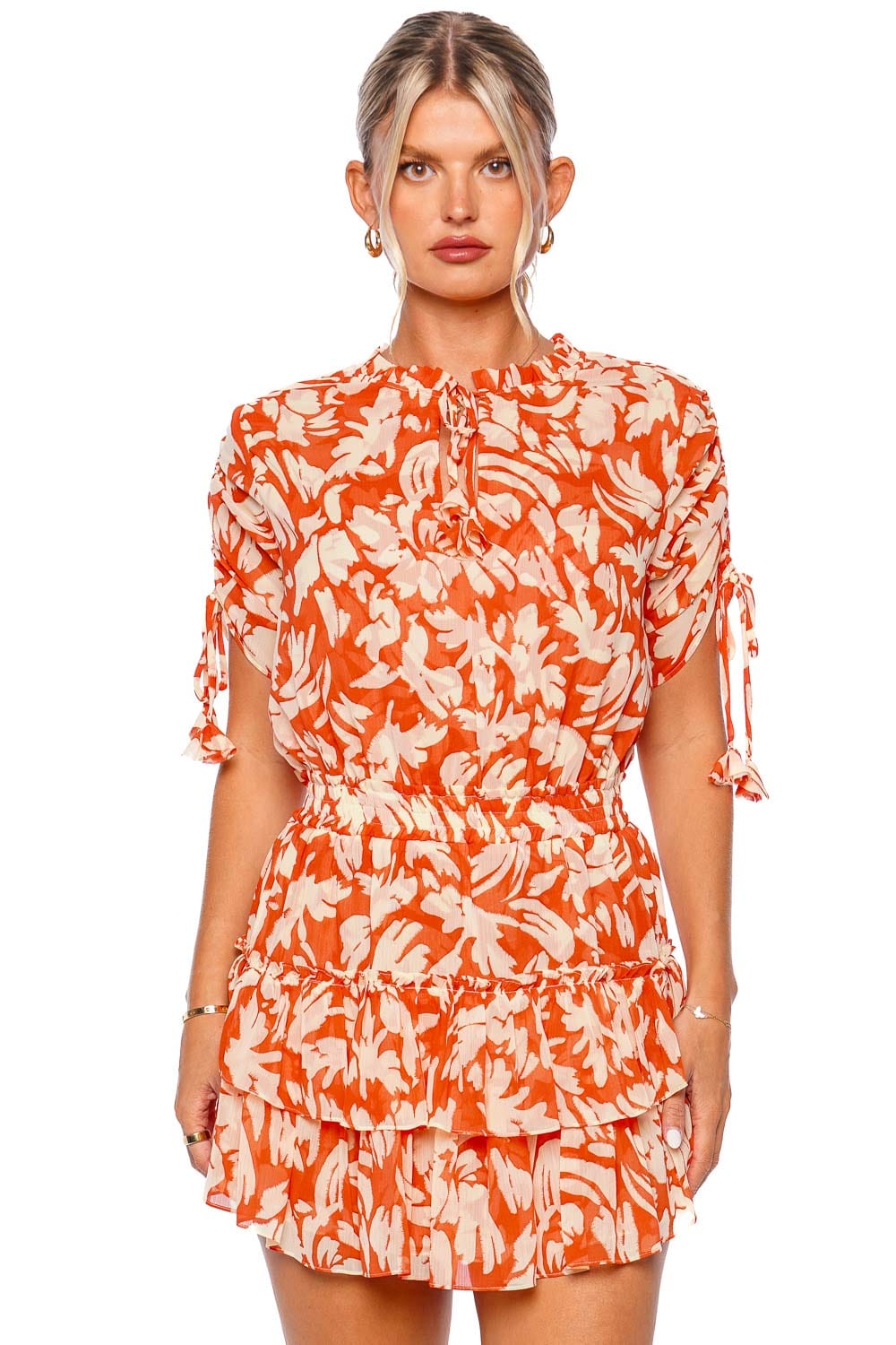 MISA LOS ANGELES Becca Patmos Tangerine Ruffled Mini Dress