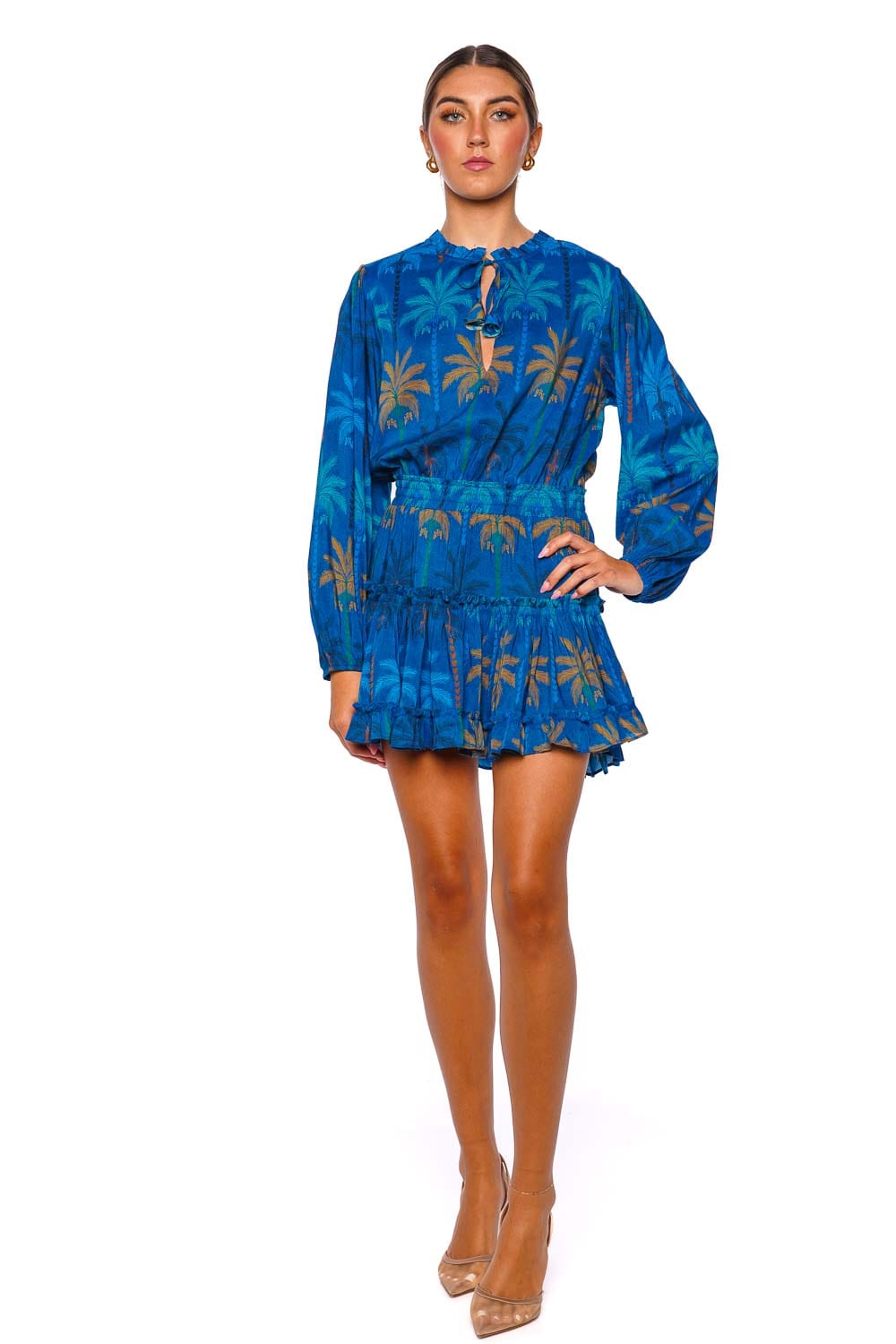 MISA LOS ANGELES Lorena Cobalt Palms Mini Dress