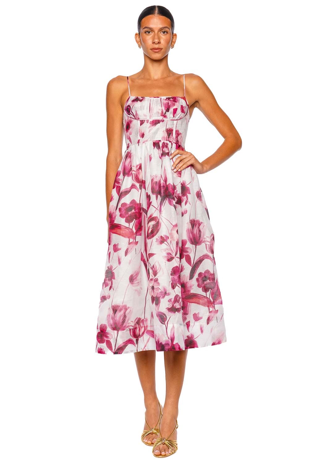 Cara Cara Alba Petal Sketch Gathered Silk Organza Midi Dress