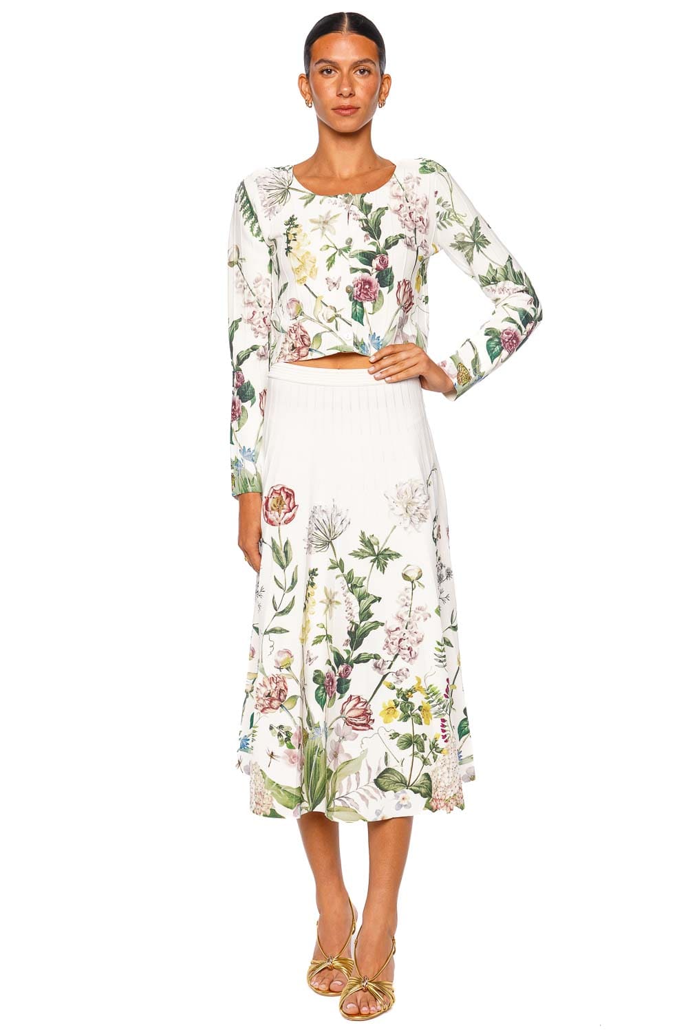 Cara Cara Tavira Bloomsfield Ivory Knit Midi Skirt