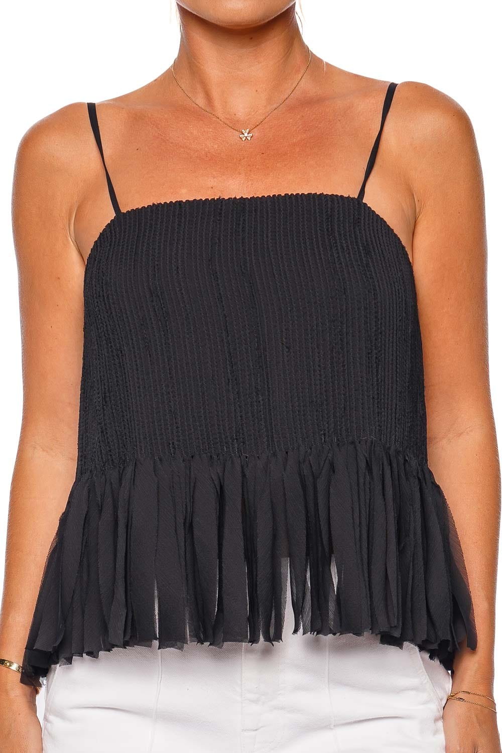 Aje. Arris Fringed Top 24AW1341 BLACK