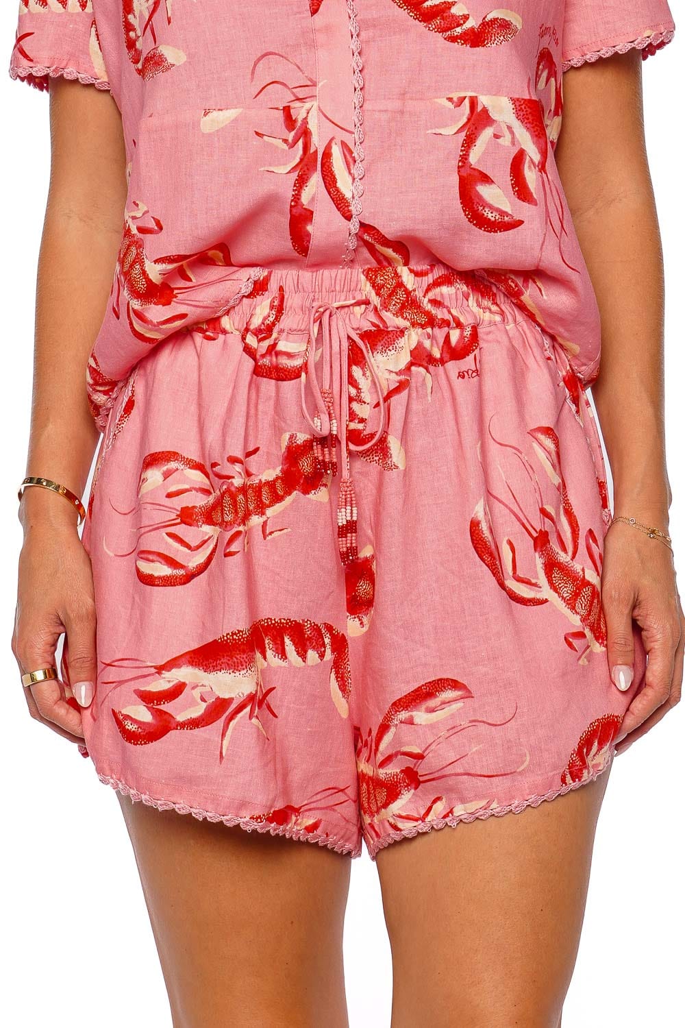 FARM Rio Lobsters Crochet Trim Drawstring Short