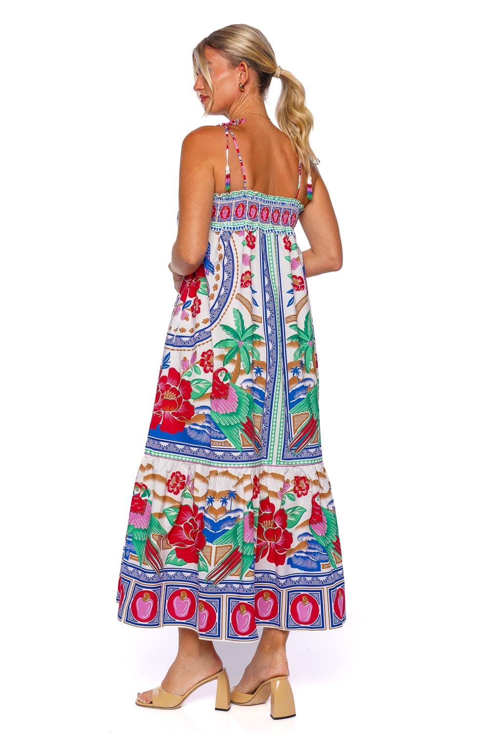 FARM Rio Flowers Beach Tie Shoulder Maxi Dress