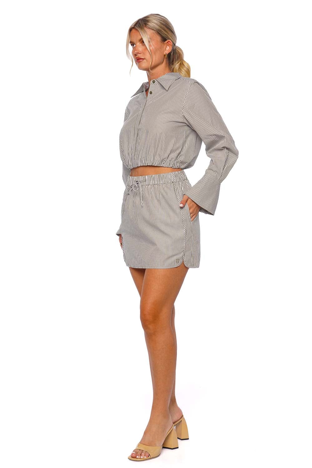 SIMKHAI Shiori Striped Cotton Mini Skirt