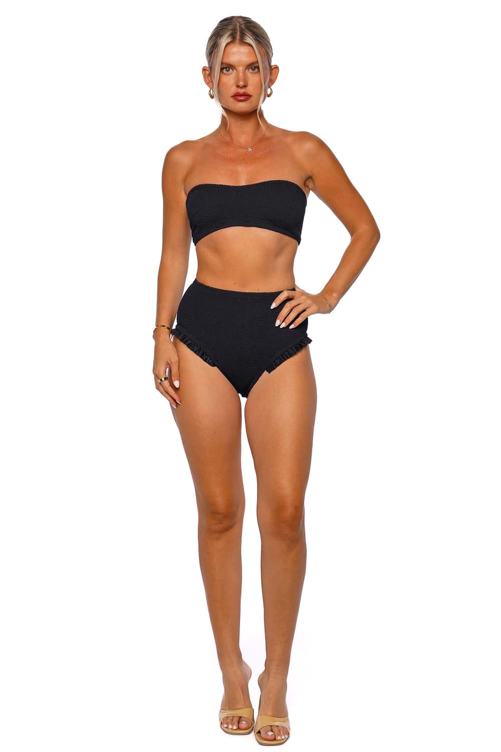 Hunza G OSIRIS BIKINI OSIRIS FRILL BIKINI BLACK/BLACK