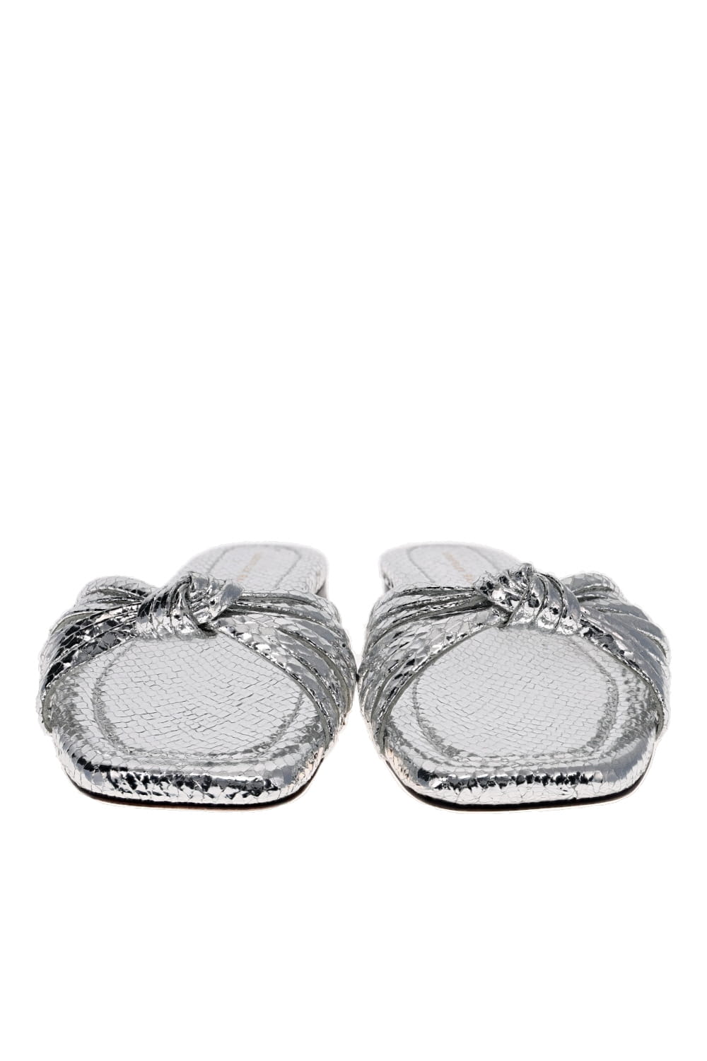 Loeffler Randall Izzie Silver Knotted Flat Leather Sandal