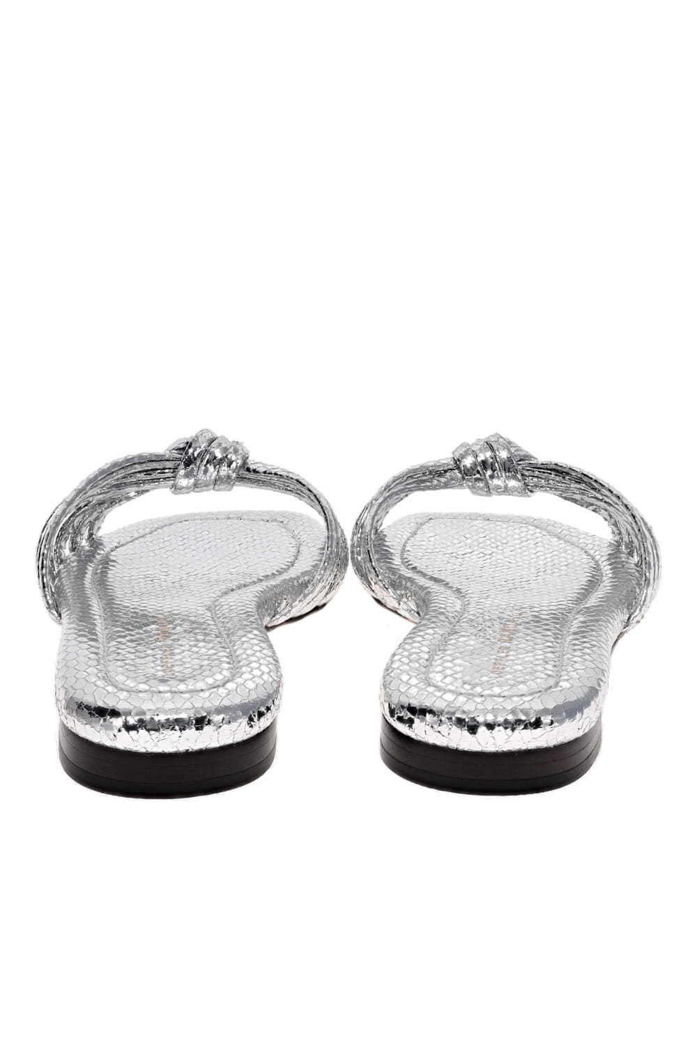 Izzie Silver Knotted Flat Leather Sandal
