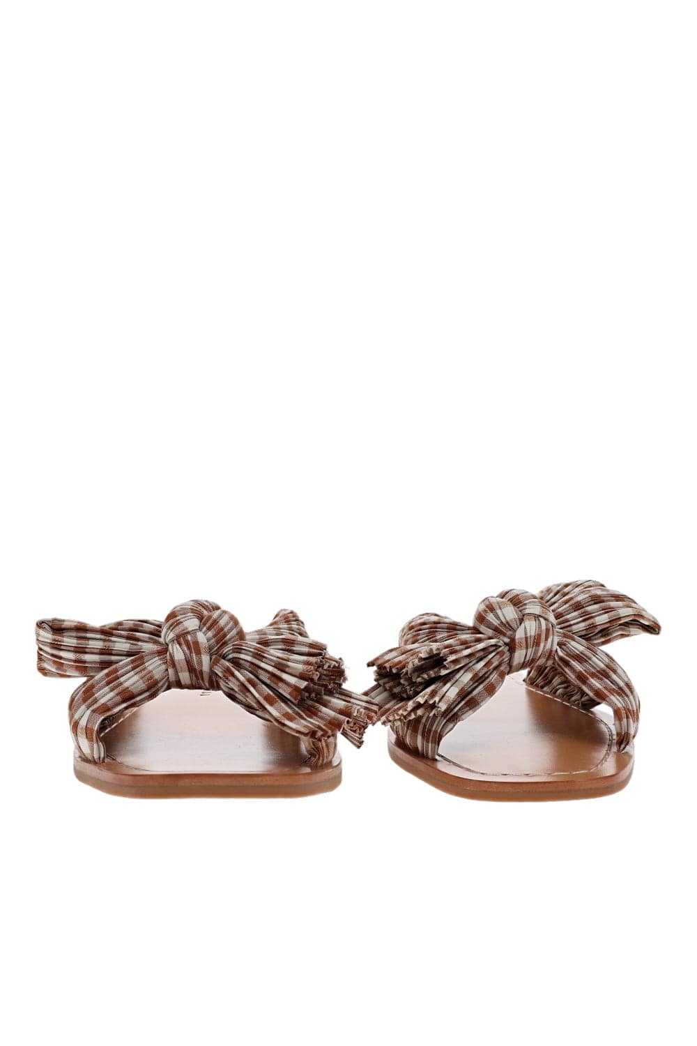 Loeffler Randall Rima Pleated Brown Gingham Bow Sandal