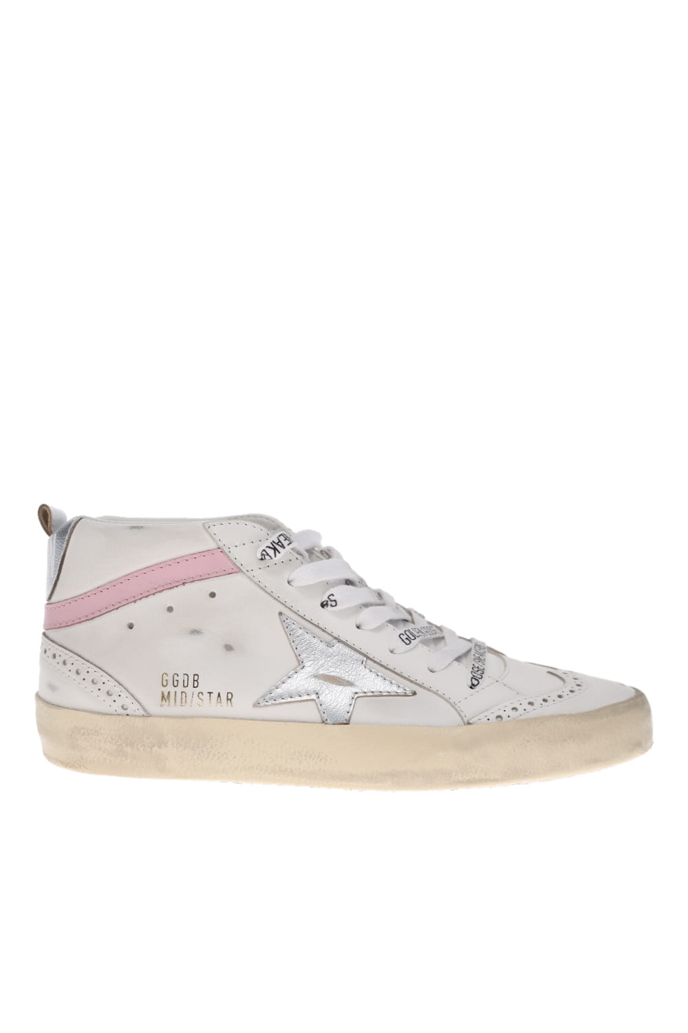 Golden Goose Mid Star Pink Leather Wave Sneakers