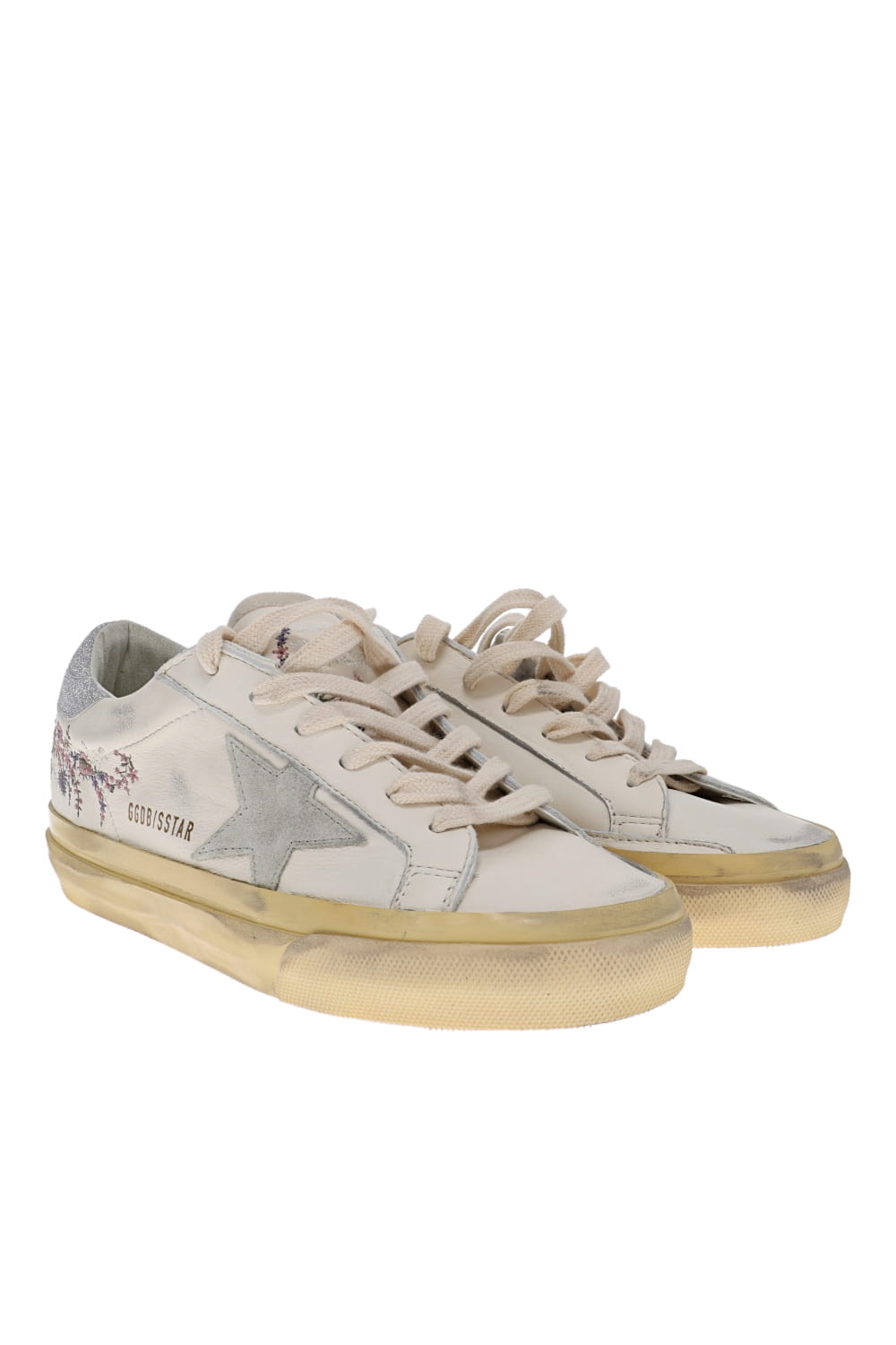 Golden Goose Super Star Floral Glitter Leather Sneakers