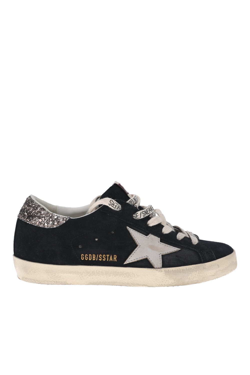 Golden Goose Super Star Suede Glitter Heel Sneakers