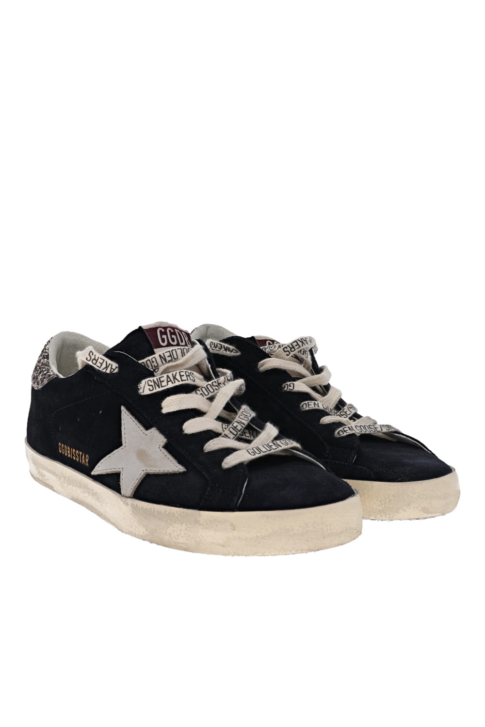 Golden Goose Super Star Suede Glitter Heel Sneakers