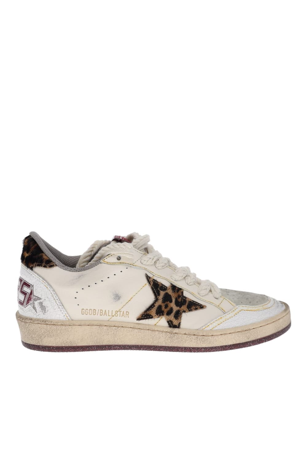 Golden Goose Ball Star Leopard Cracked Leather Sneakers