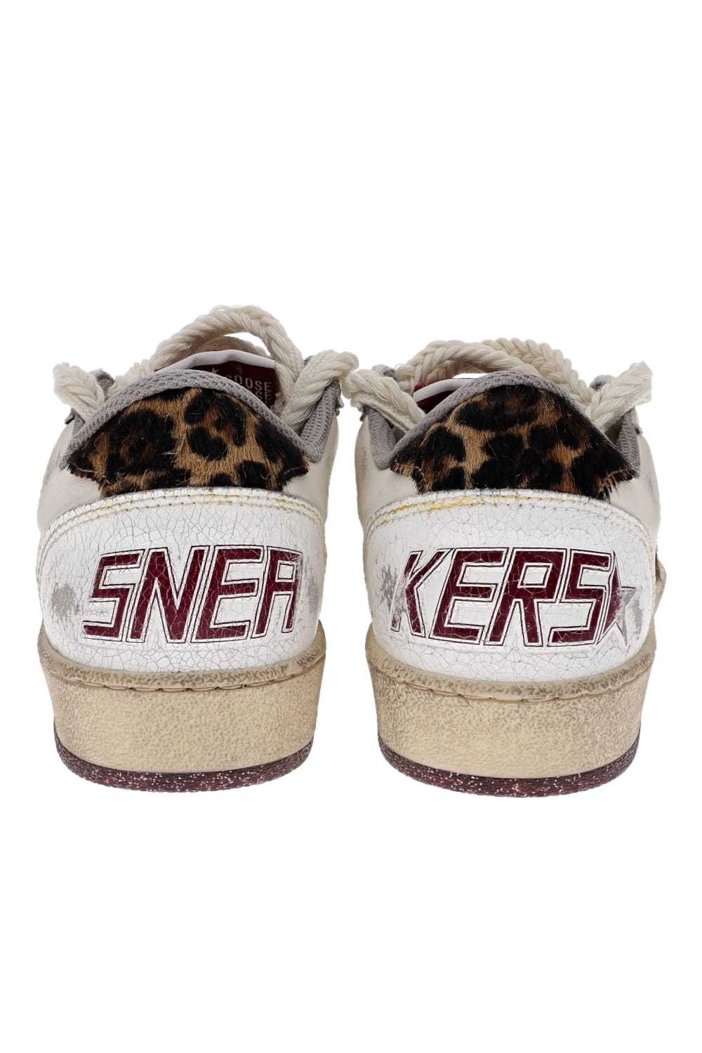 Golden Goose Ball Star Leopard Cracked Leather Sneakers