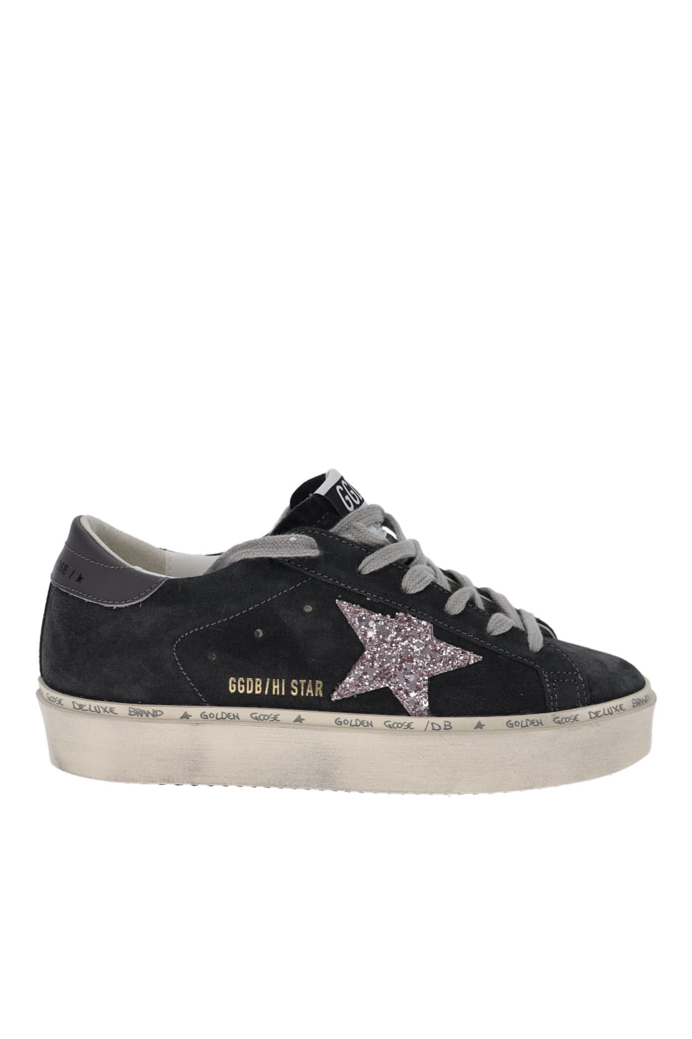 Golden Goose Hi Star Suede Glitter Star Platform Sneakers