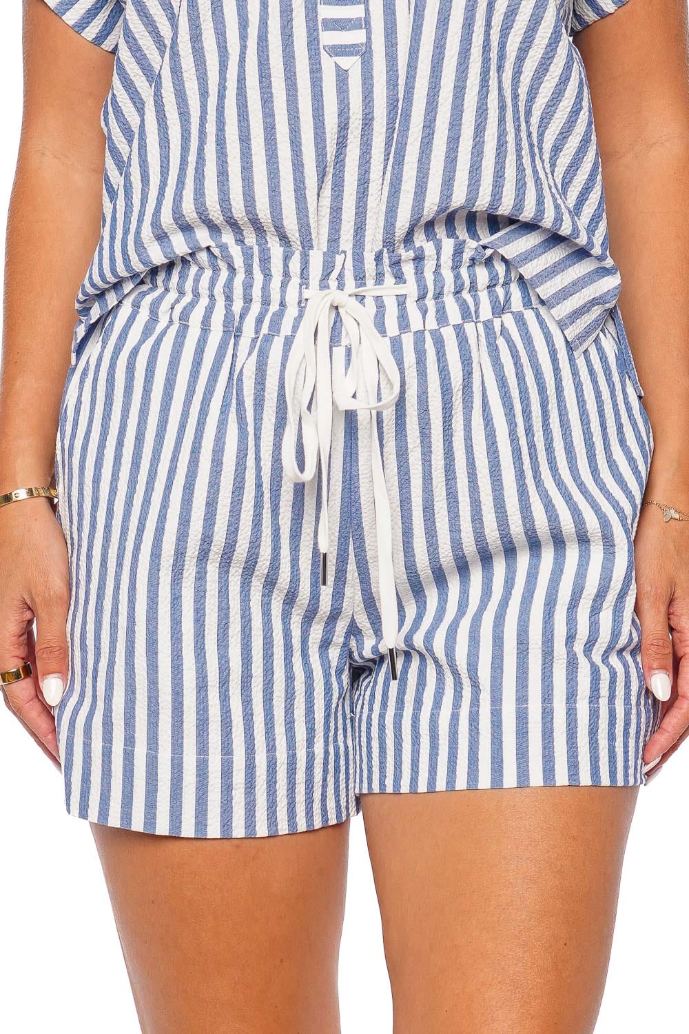 Veronica Beard Tijana Blue & White Striped Short