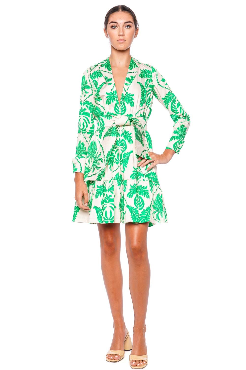 Andres Otalora Postales Printed Cotton Belted Mini Dress