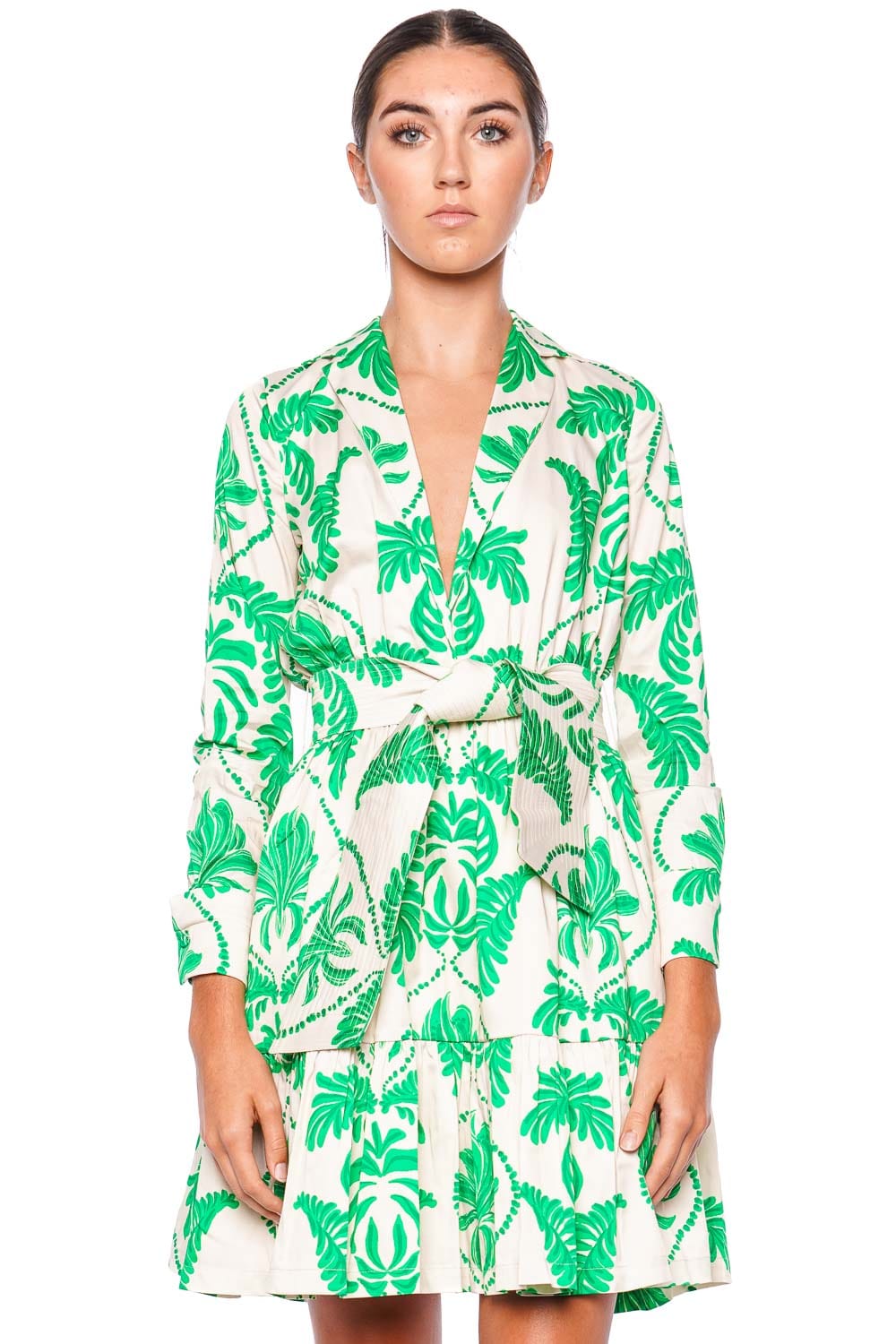 Andres Otalora Postales Printed Cotton Belted Mini Dress