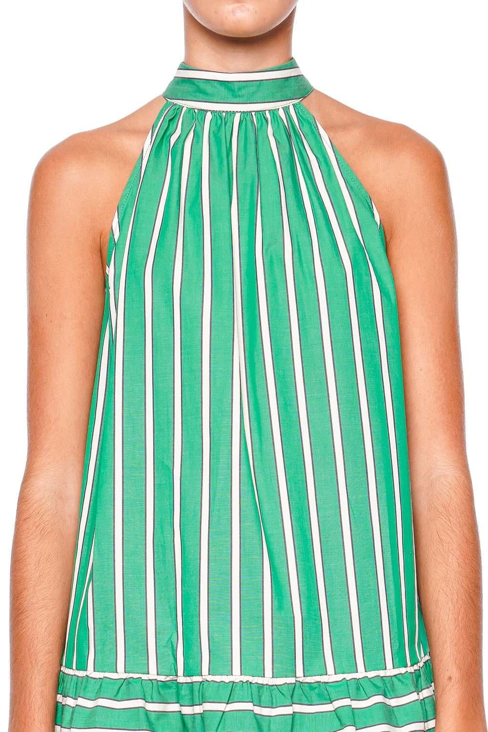 Staud Marlowe Seaweed Stripe Halter Mini Dress