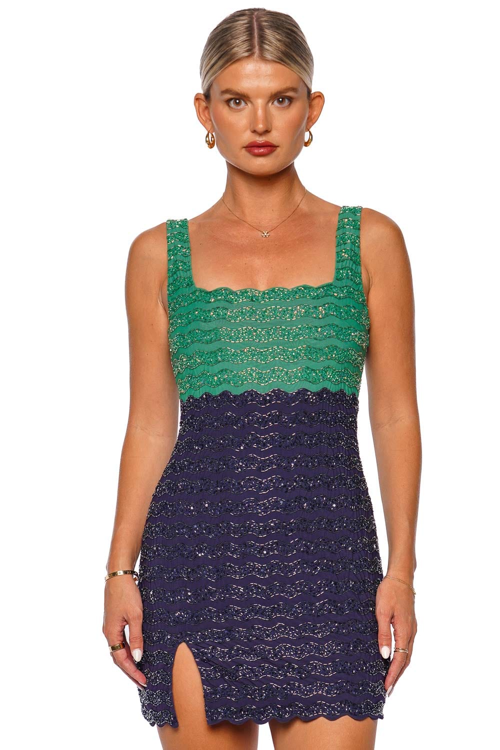 Staud Le Sable Coastline Beaded Mini Dress