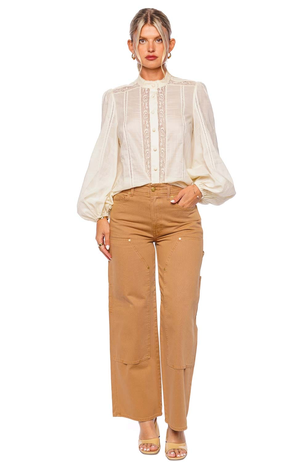 ZIMMERMANN Halliday Lace Trim Shirt 1348TSS241 Cream